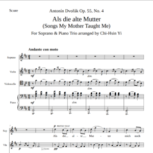 Songs My Mother Taught Me (Sop&Piano Trio)